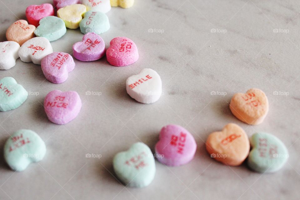 Conversation heart candy for Valentines Day.