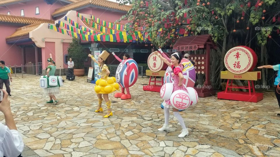 Hong Kong Easter Parade. In Ngong Ping Village on Lantau Island. 