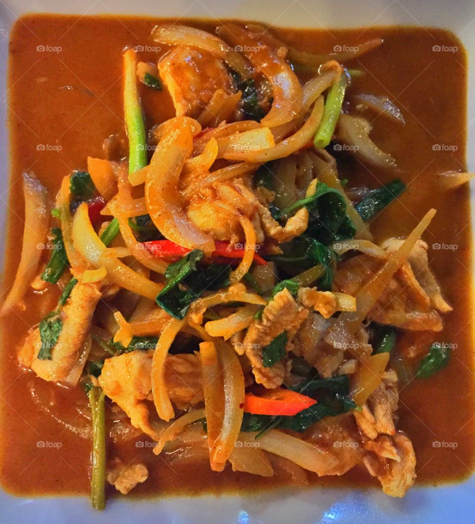 High angle view of thai food
