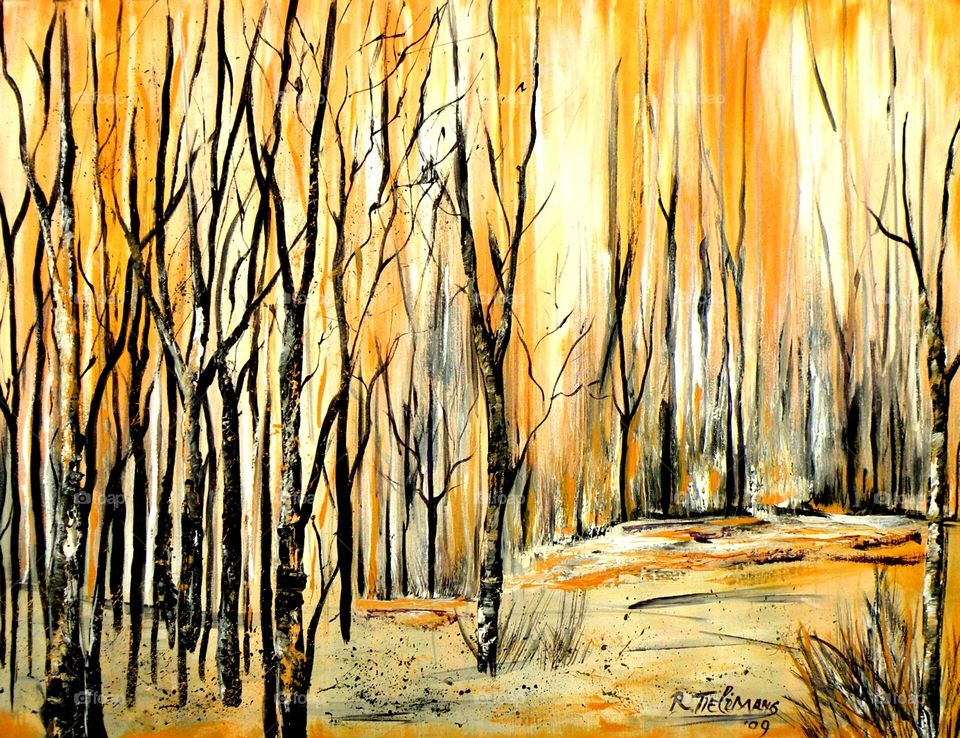 Birch Forest. Acrylic painting made by my wife Rita Tielemans