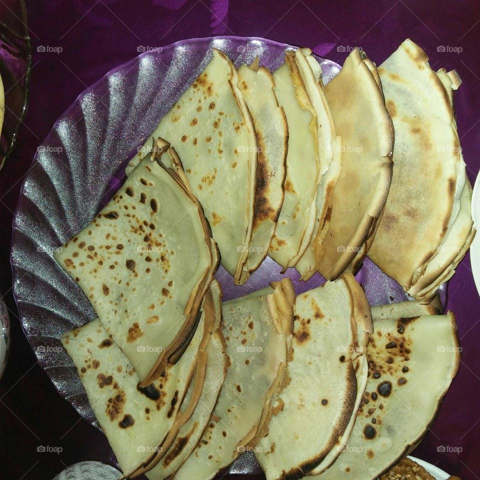 Moroccan bread on plate.