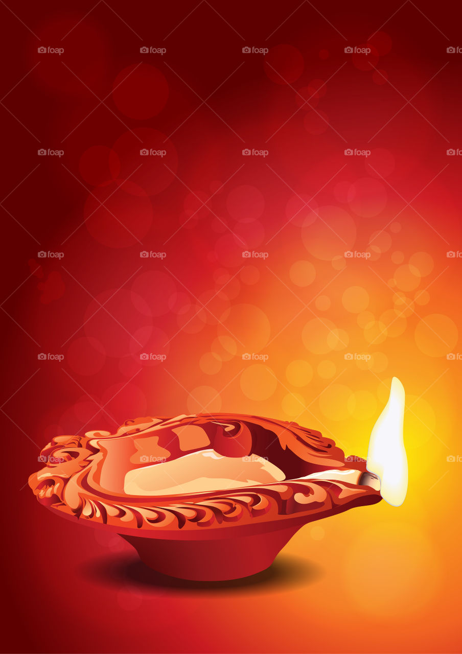 Indian festival Diwali diya oil lamp illustration