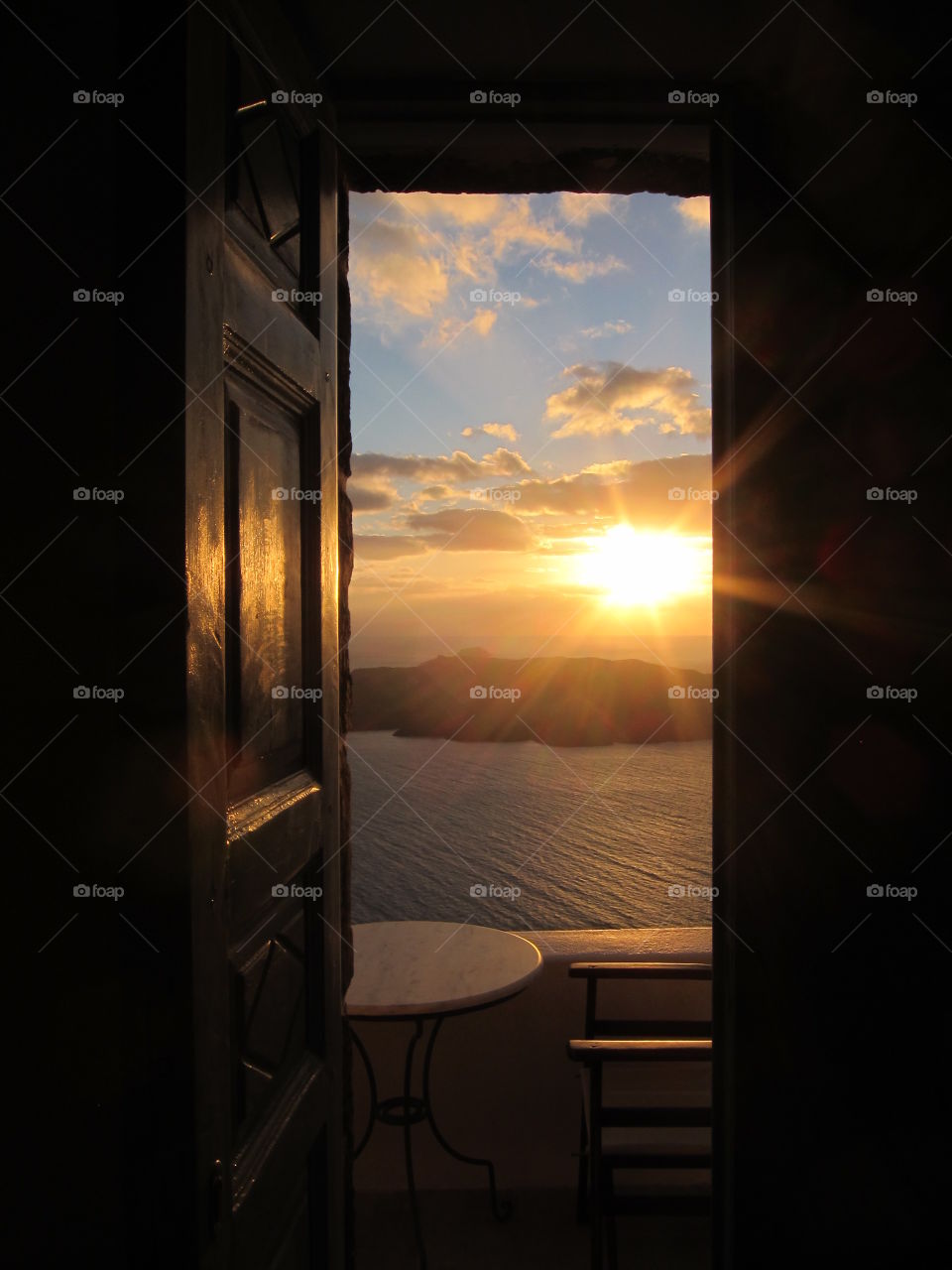 Santorini Sunset through Door