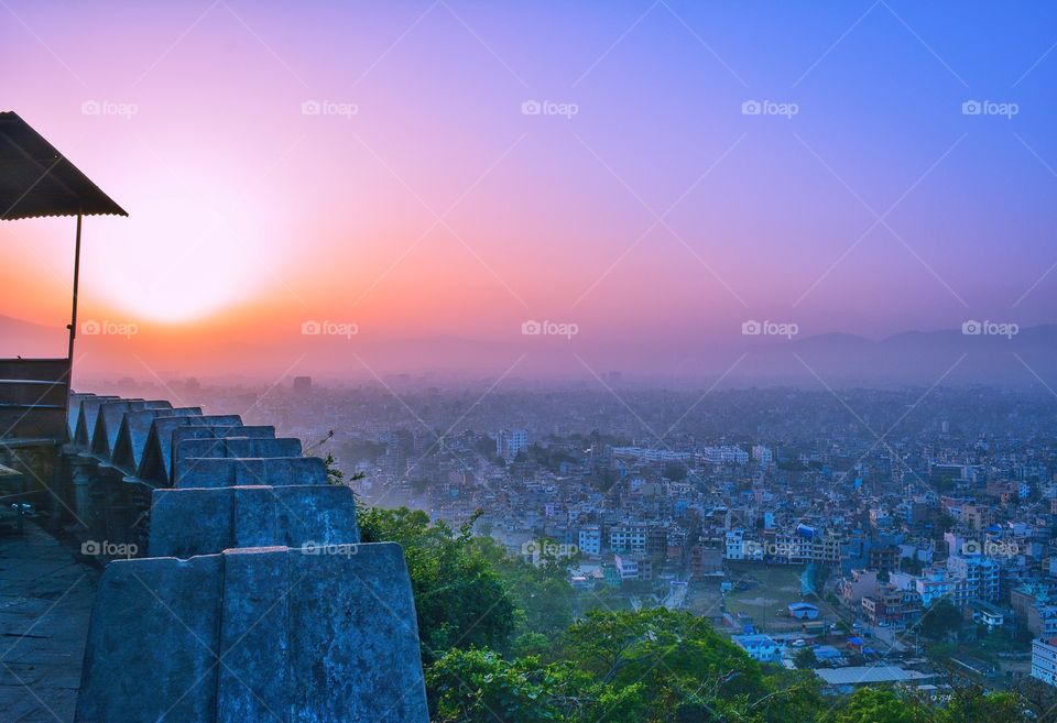 Sunrise view from Swayambhunath, Kathmandu.