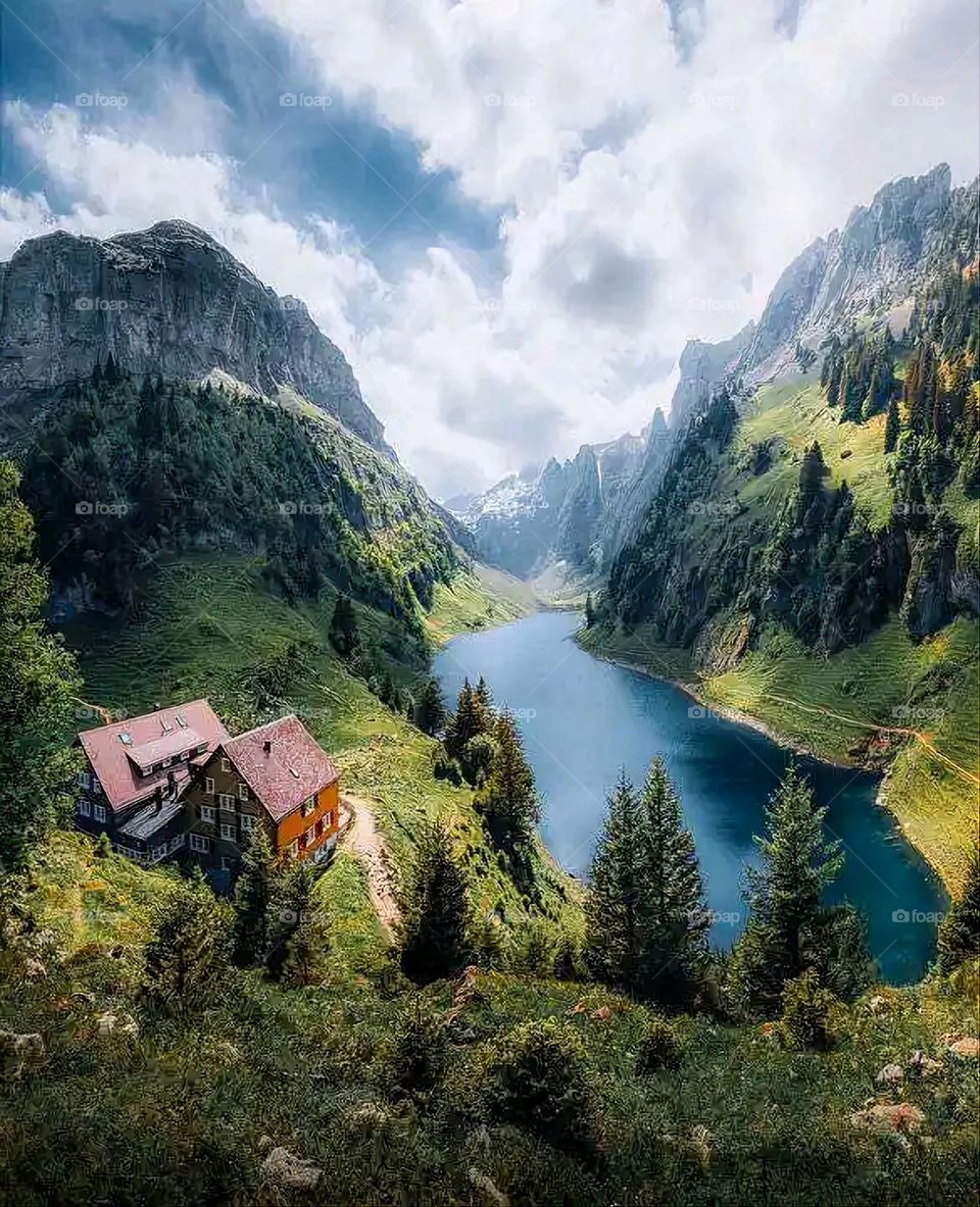 Glory be to God, the magnificent and picturesque view and the natural green trees are a view that is nothing more wonderful than it