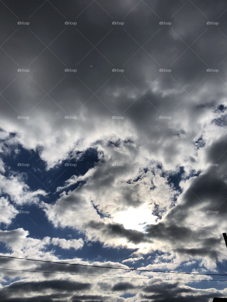 Sun behind the clouded sky 