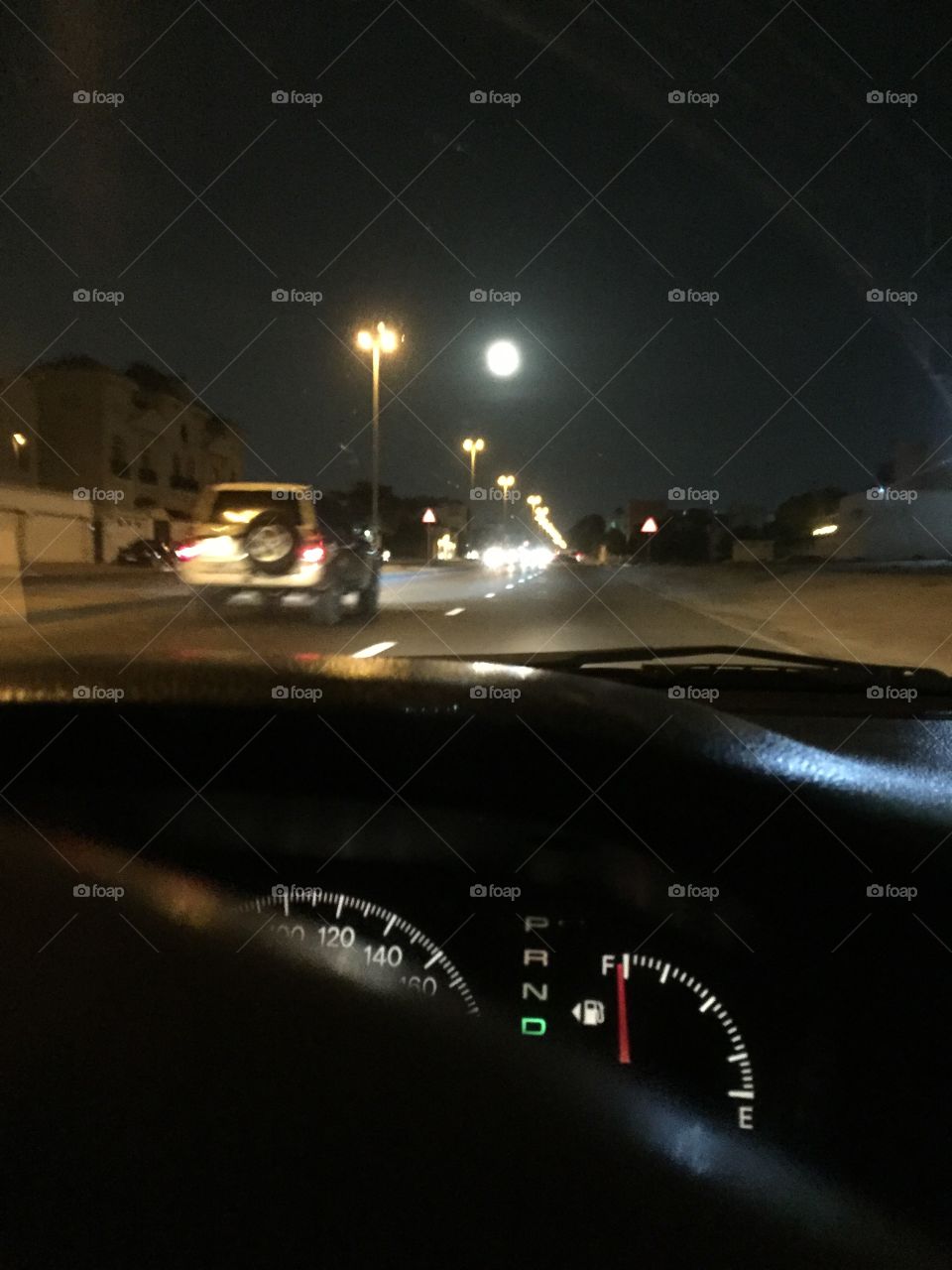 excellent view of moon from my car. 