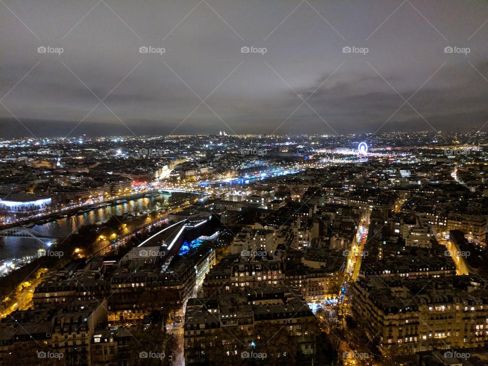 views from Eiffel Tower at night