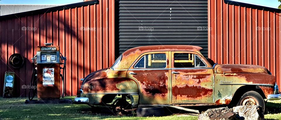 old car with old fueling pump