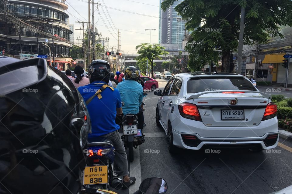 Bangkok Traffic on Motorcycle 