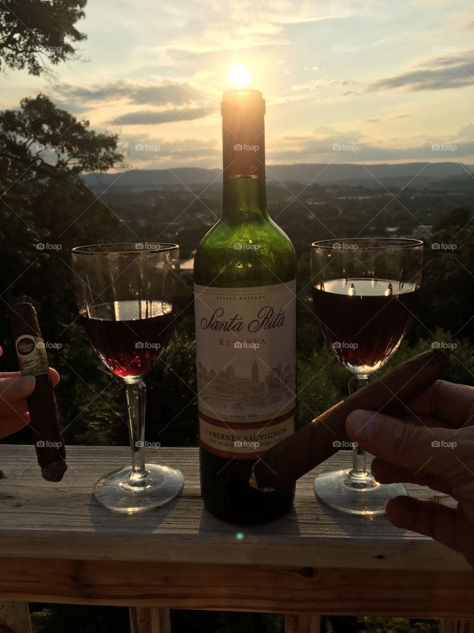 Wine  and Cigars at Sunset