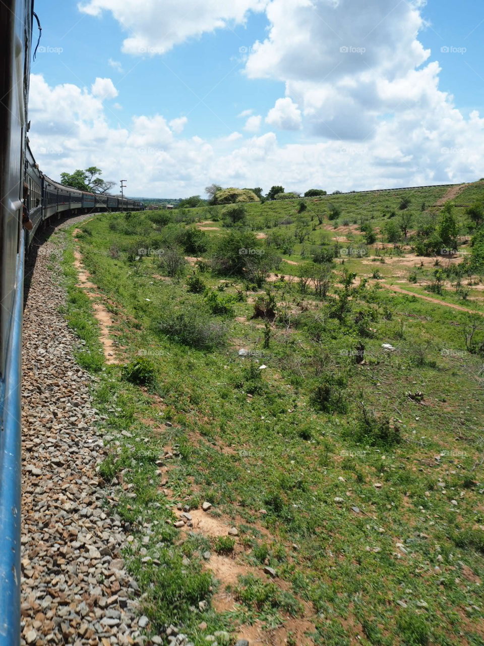 Train heading round the bend