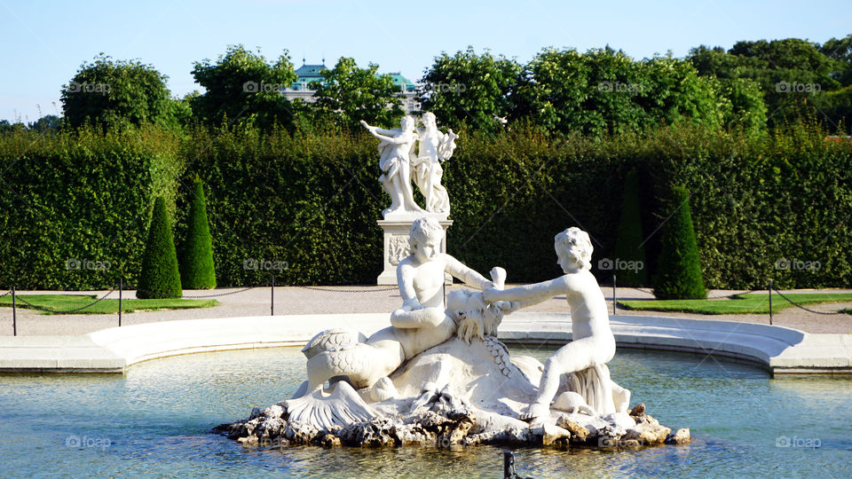 Sculpture in the garden of Belvedere palace in vienna, Austria 
