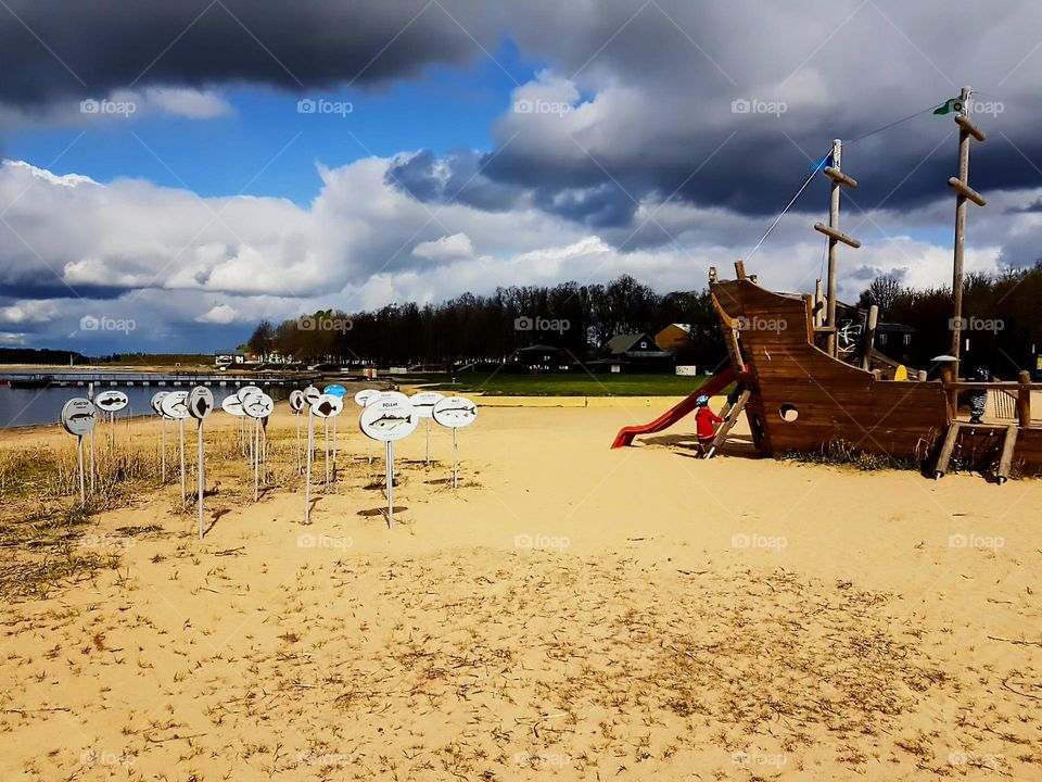 The ship is on the ground