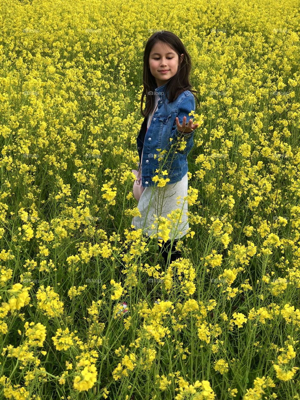 Girl in flower field