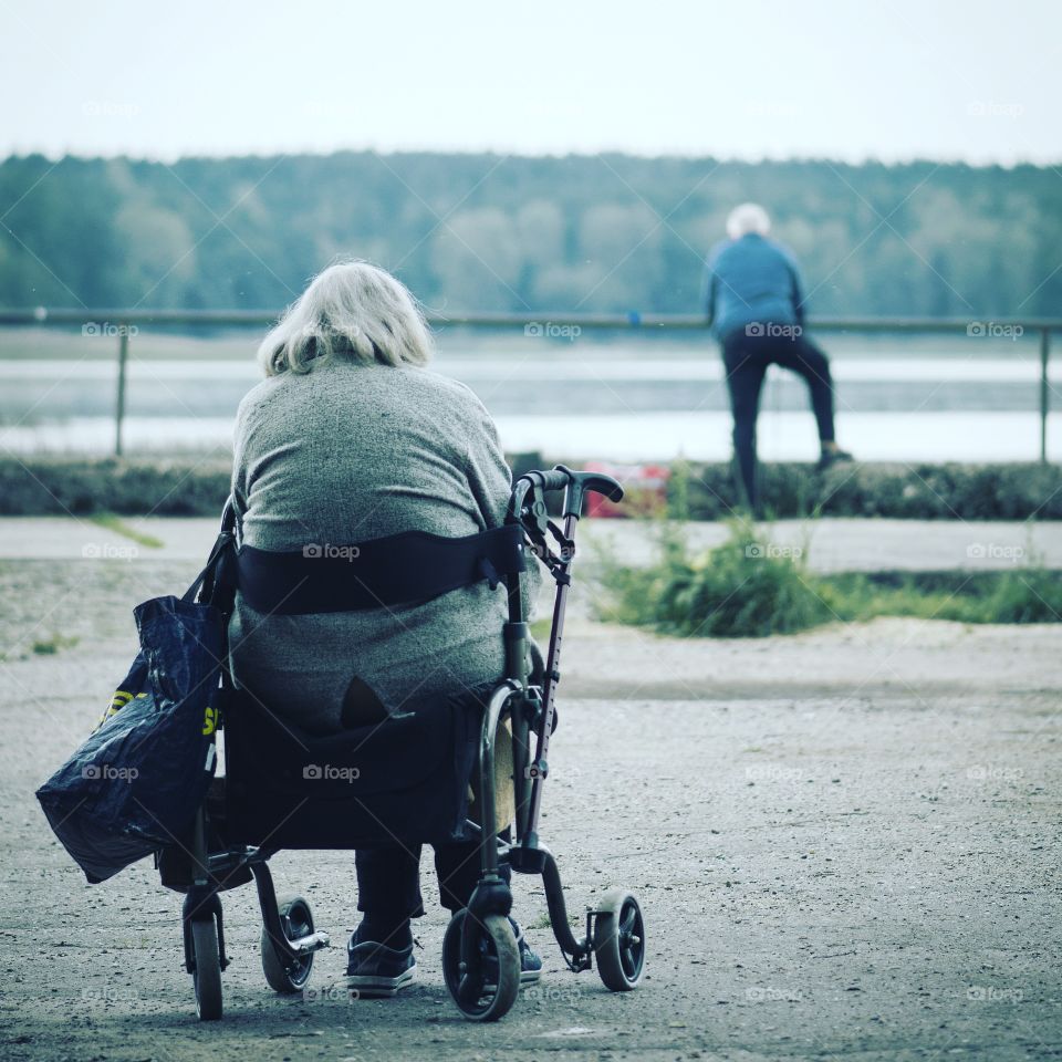 Elderly couple on an afternoon walk