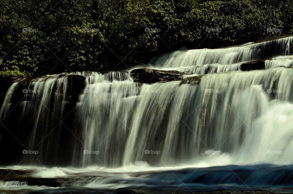 Broad flowing waterfall 