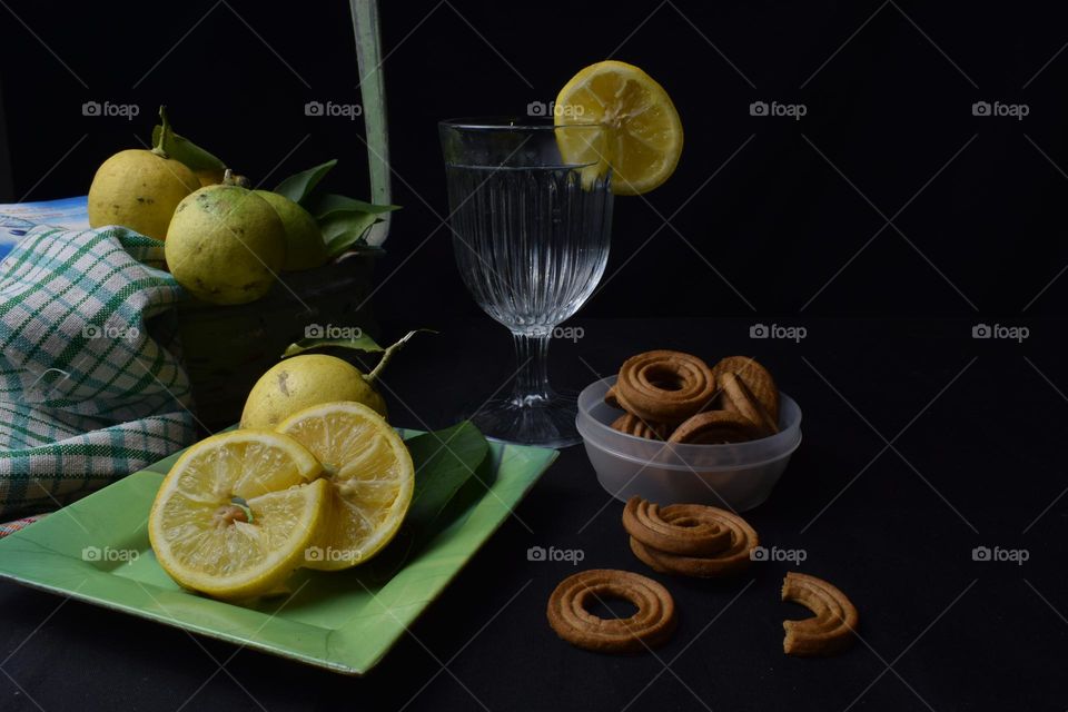 Lemon with dark lighting