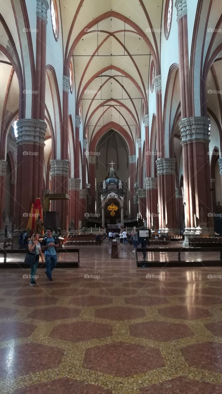 Interiors of Basilica di San Petronio, Bologna, Italy
