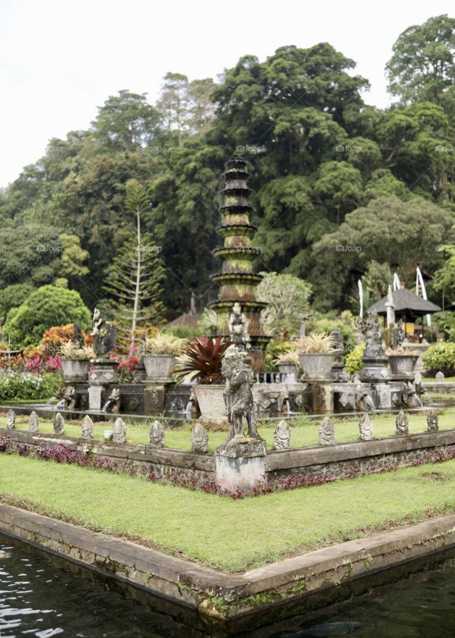 Views at a beautiful Hindu water temple in Bali, Indonesia at midday. 