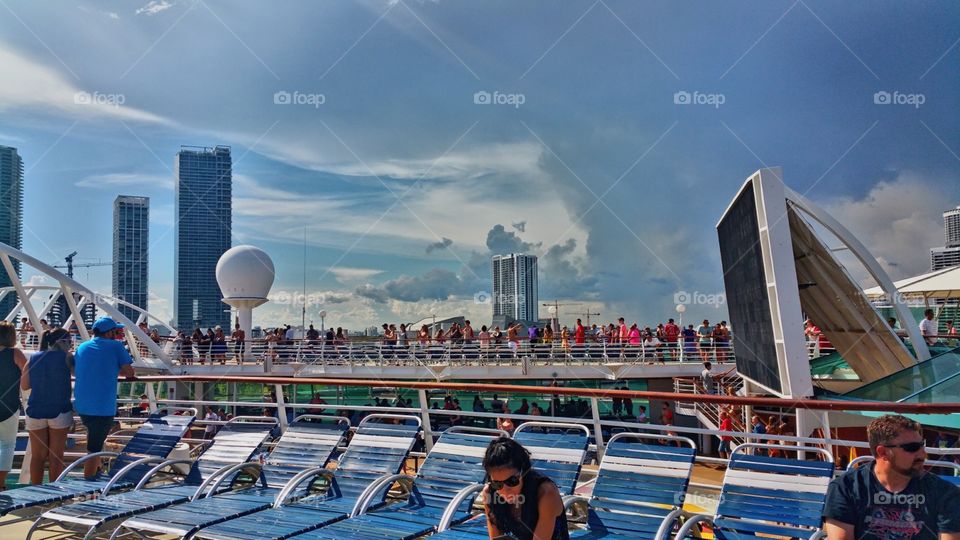 People watching as we do a big turnaround and head out to sea...Port of Miami