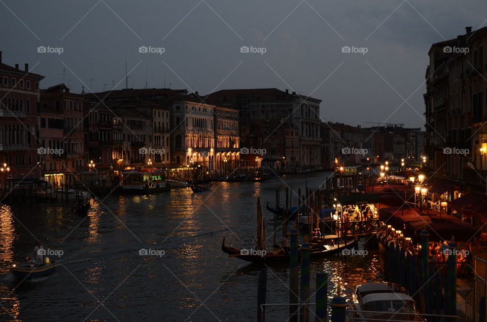 Night over the canal in Venice 
