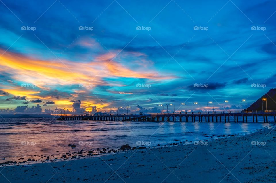 Beauty sunset scene in sea scape at Koh Yoal Yai Thailand