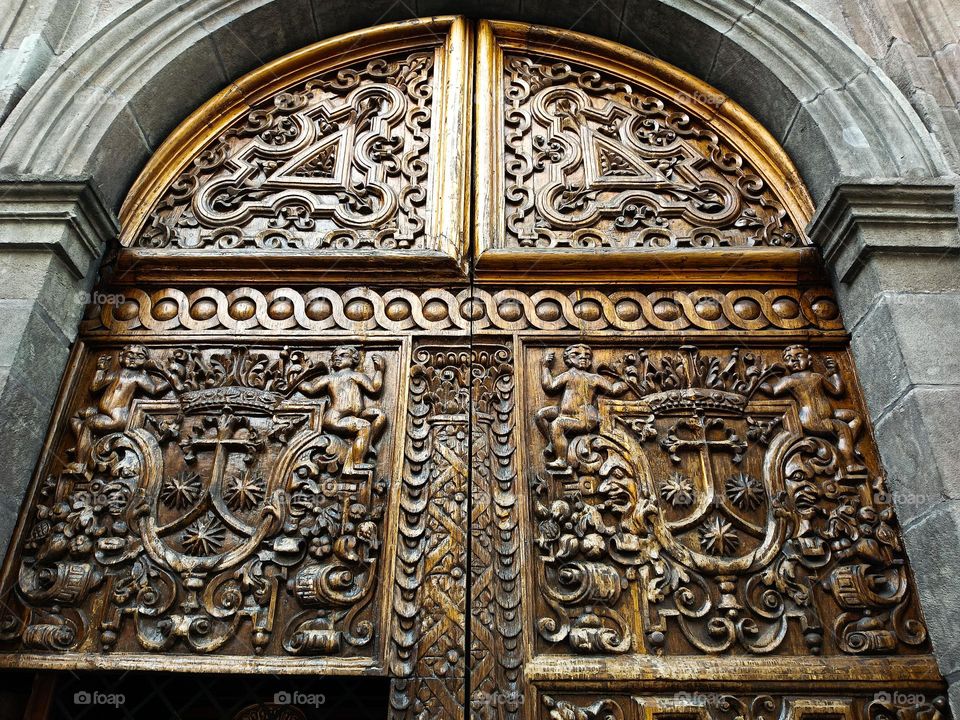 Entrance of a church from the Baroque period in Quito