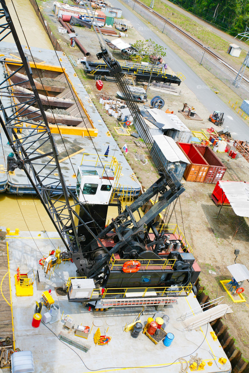 industrial ship that digs sand in the panama canal