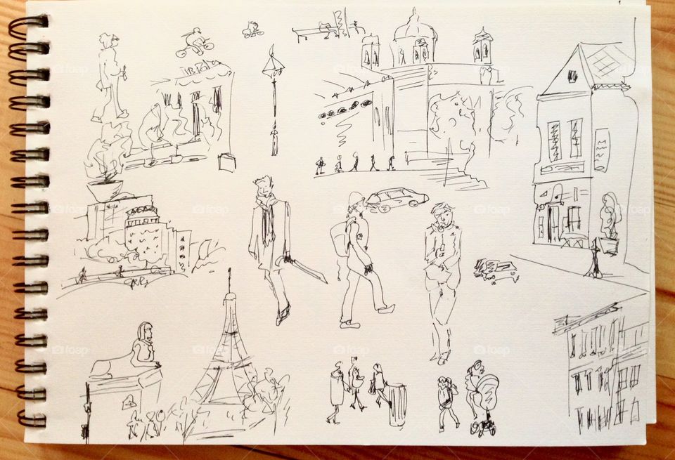Scetch people in the town 