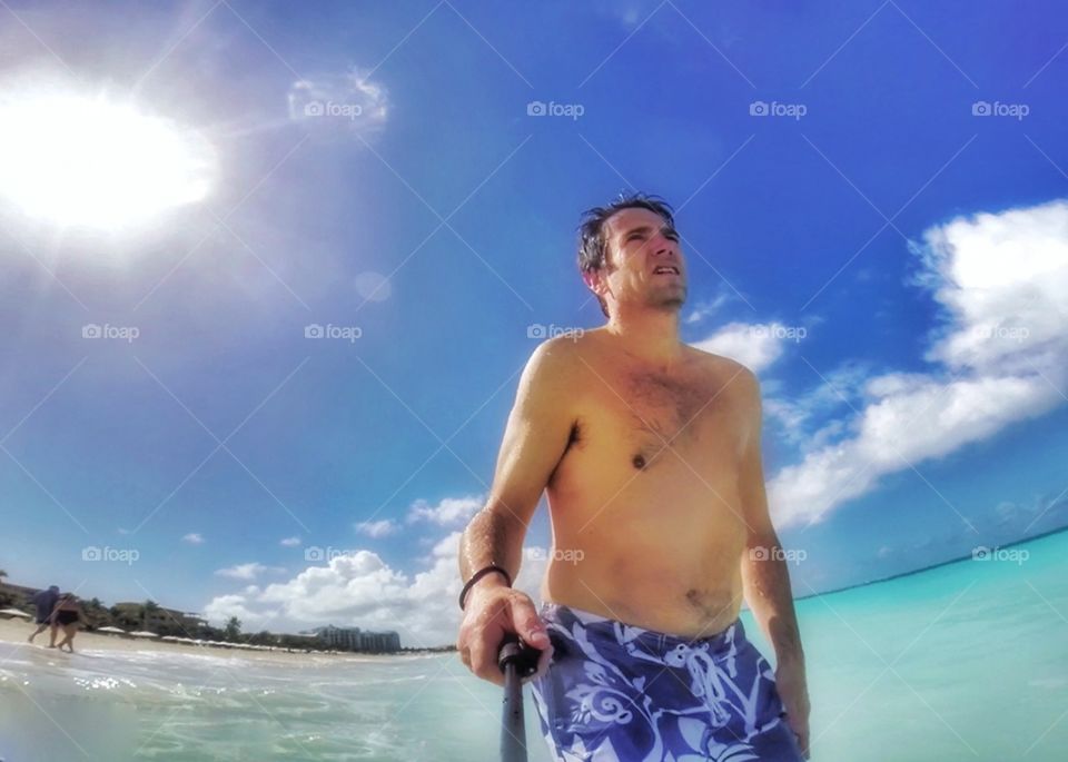 Walking on the beach in the Turks and Caicos Islands at Grace Bay