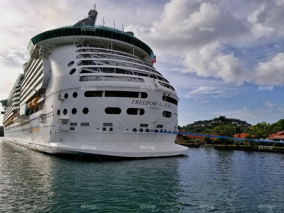 Freedom of the Seas docked in St Lucia