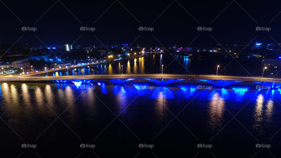 Evening, City, Bridge, Water, Light