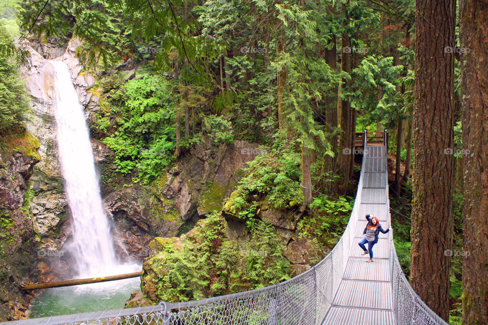 Dancing on a suspension bridge near Vancouver