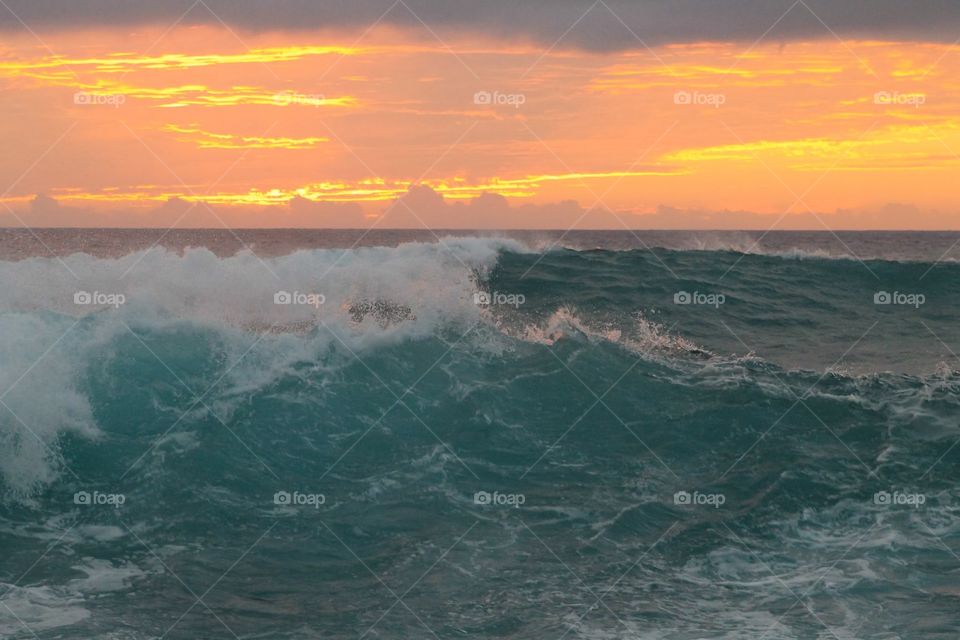 Waves and sunset