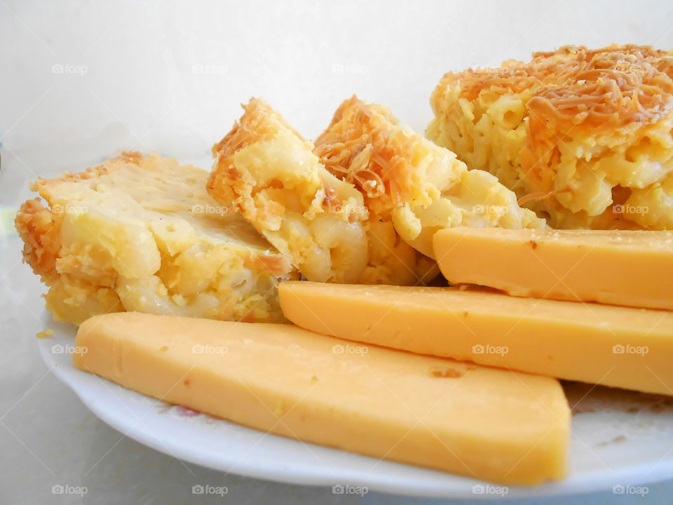Macaroni and Cheese Closeup Side View