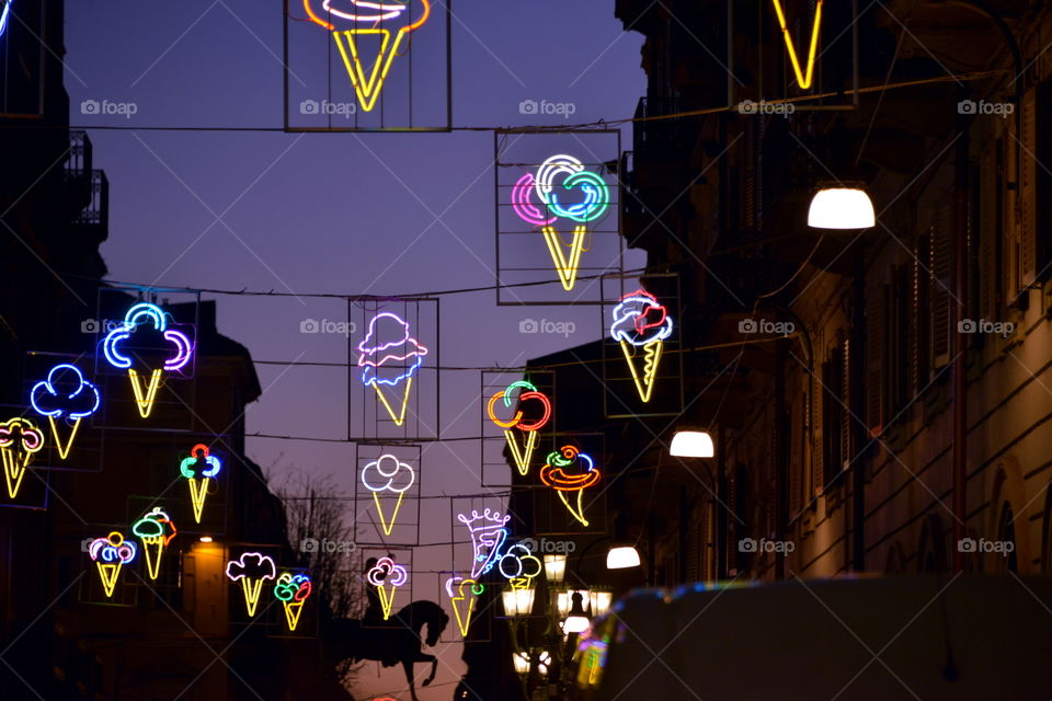 Turin, art night lights