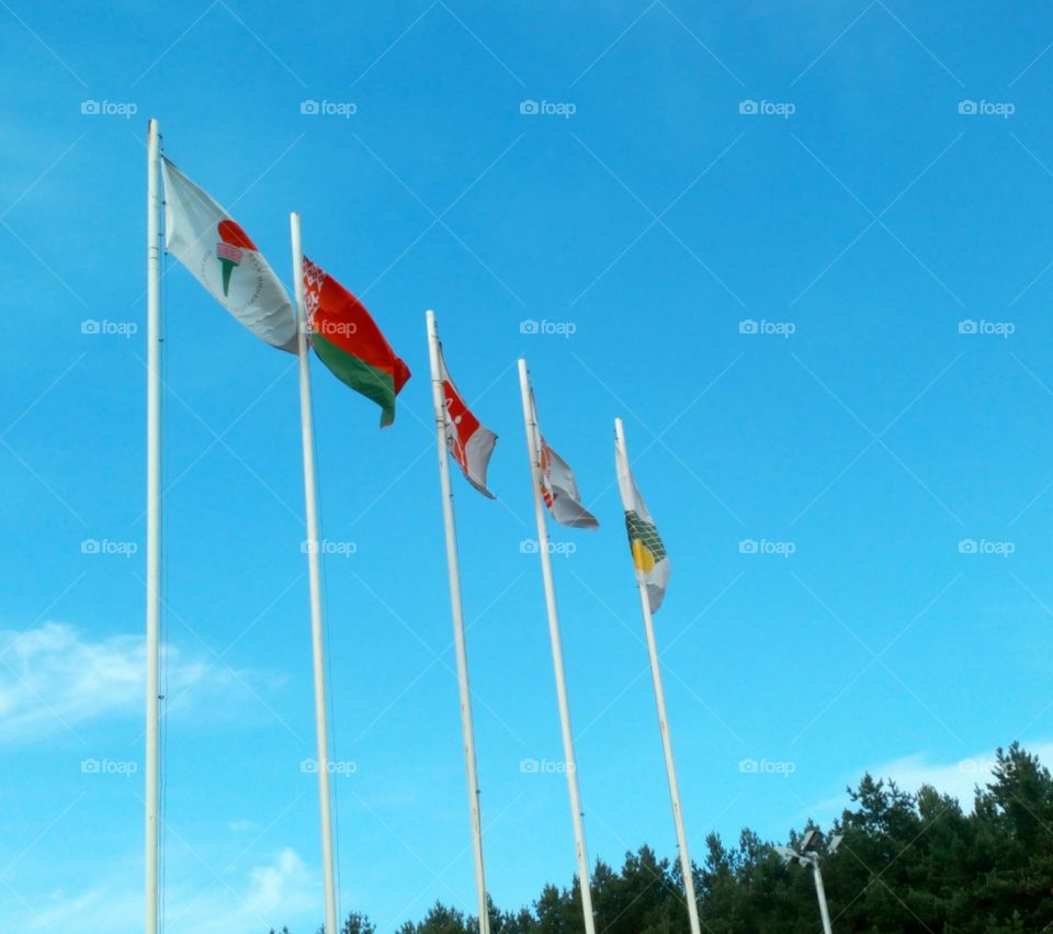 Flag, Wind, Sky, No Person, Flagpole