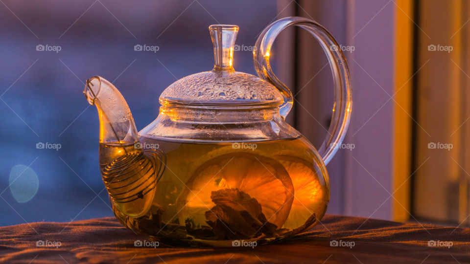 tea in a teapot of lemon, ginger and ivan tea