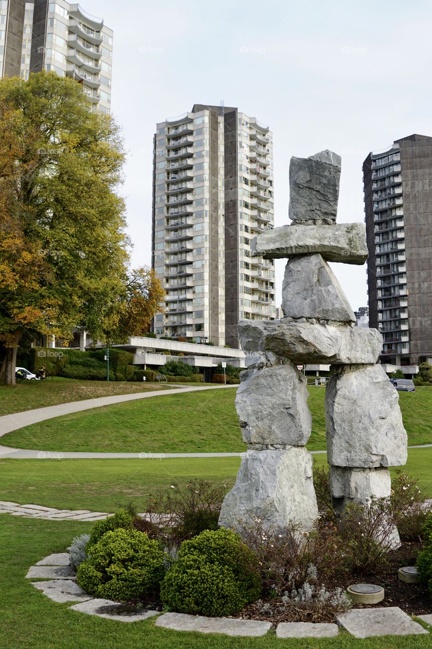 Inukshuk, Vancouver. Stone monument.