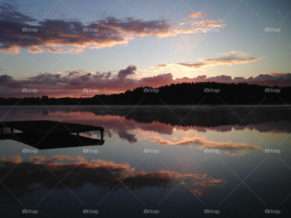 Sunrise at the lakeside in Poland Mazury 