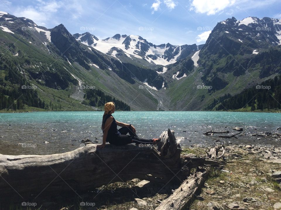 Hiker and a lake 