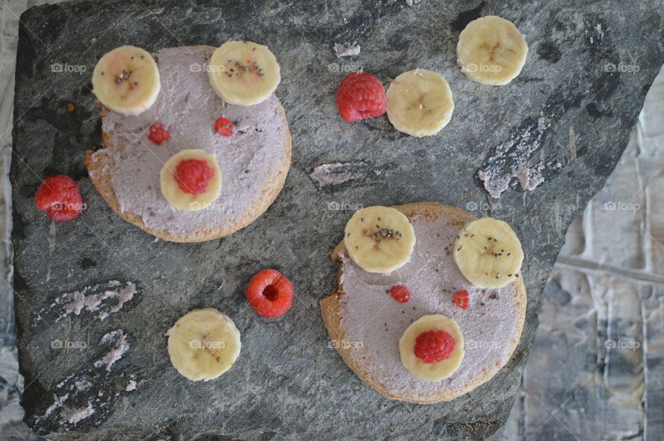 Breakfast for fussy child, bear shape sandwich , blueberry n cashew spread 