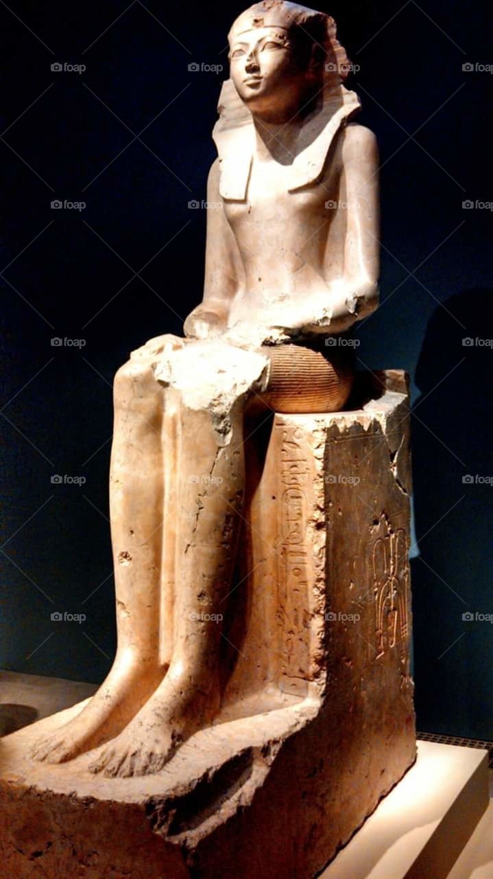 Hatshepsut, one of the female Pharaohs of Egypt! This sculpture can be found in NYC, at the Metropolitan Museum of Art.