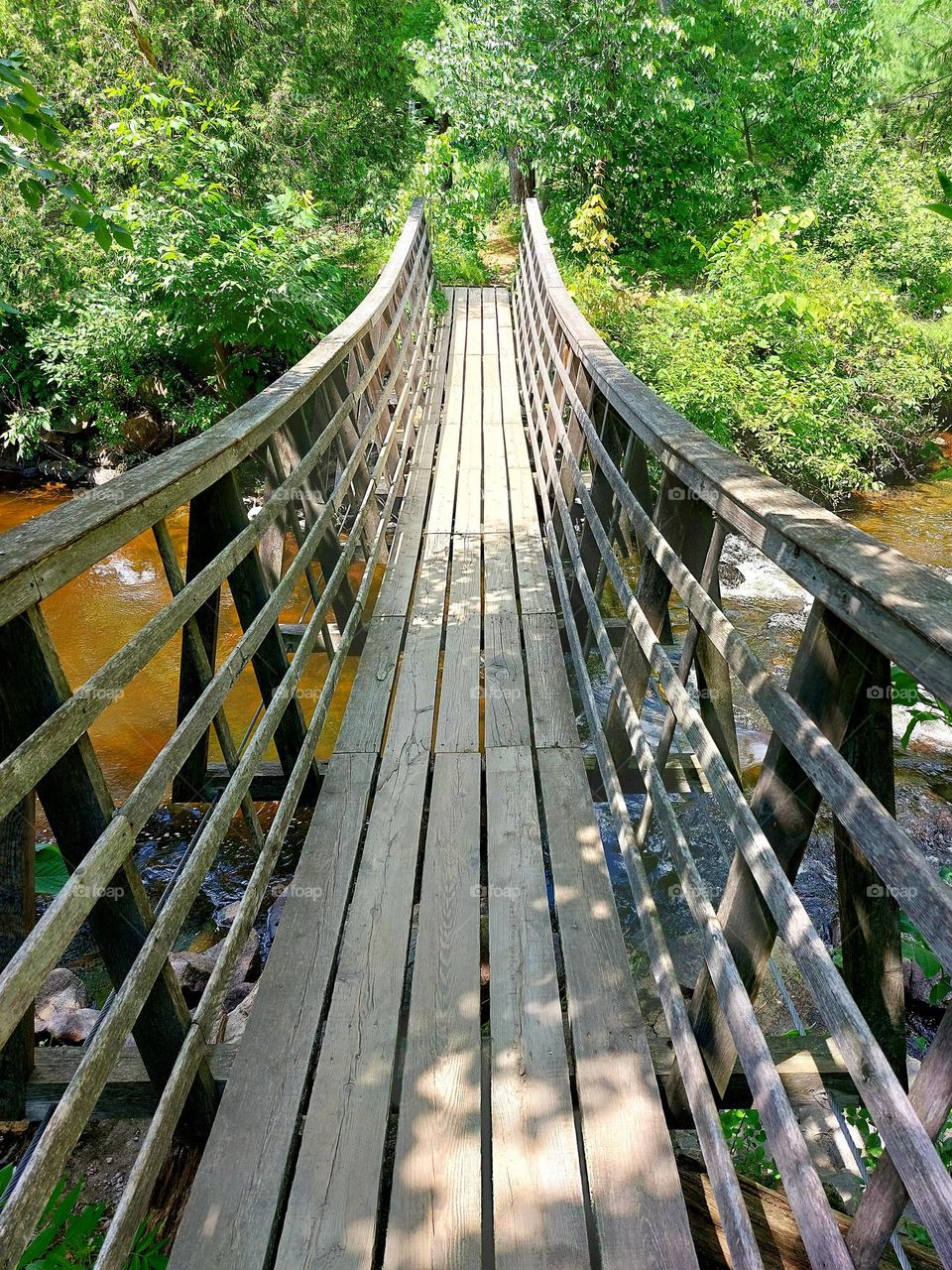 Wooden suspended bridge
