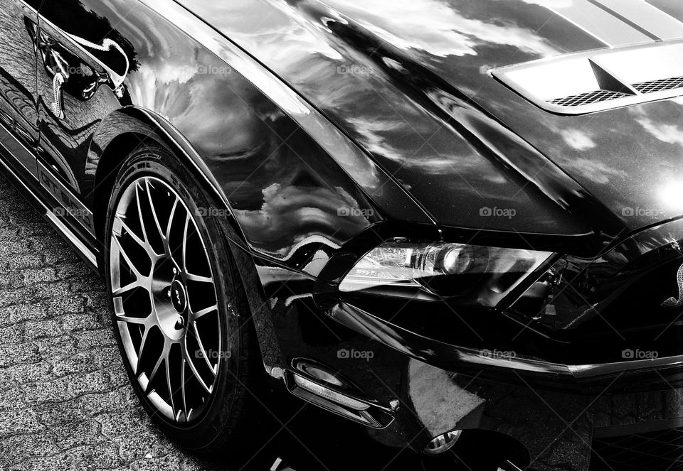 silhouette of a muscle car