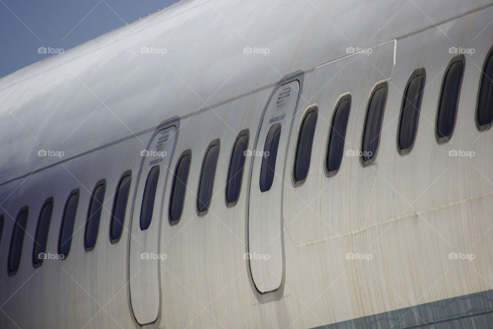 Emergency Exits On A Dirty Passenger Aircraft