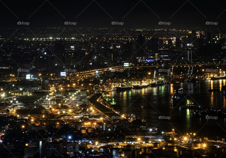 Beautiful night light in the capital city , Bangkok Thailand