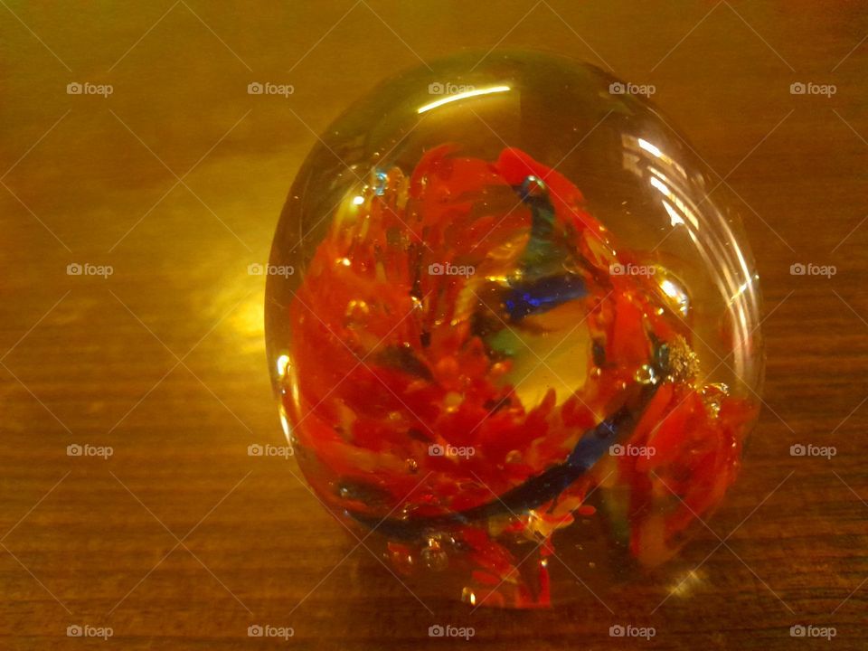 small vintage glass floral ,paper weight