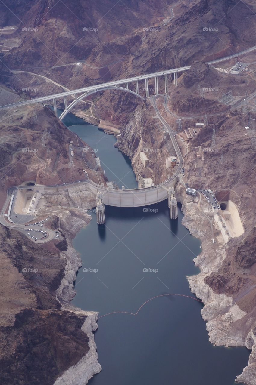 Sky view of Hoover Dam